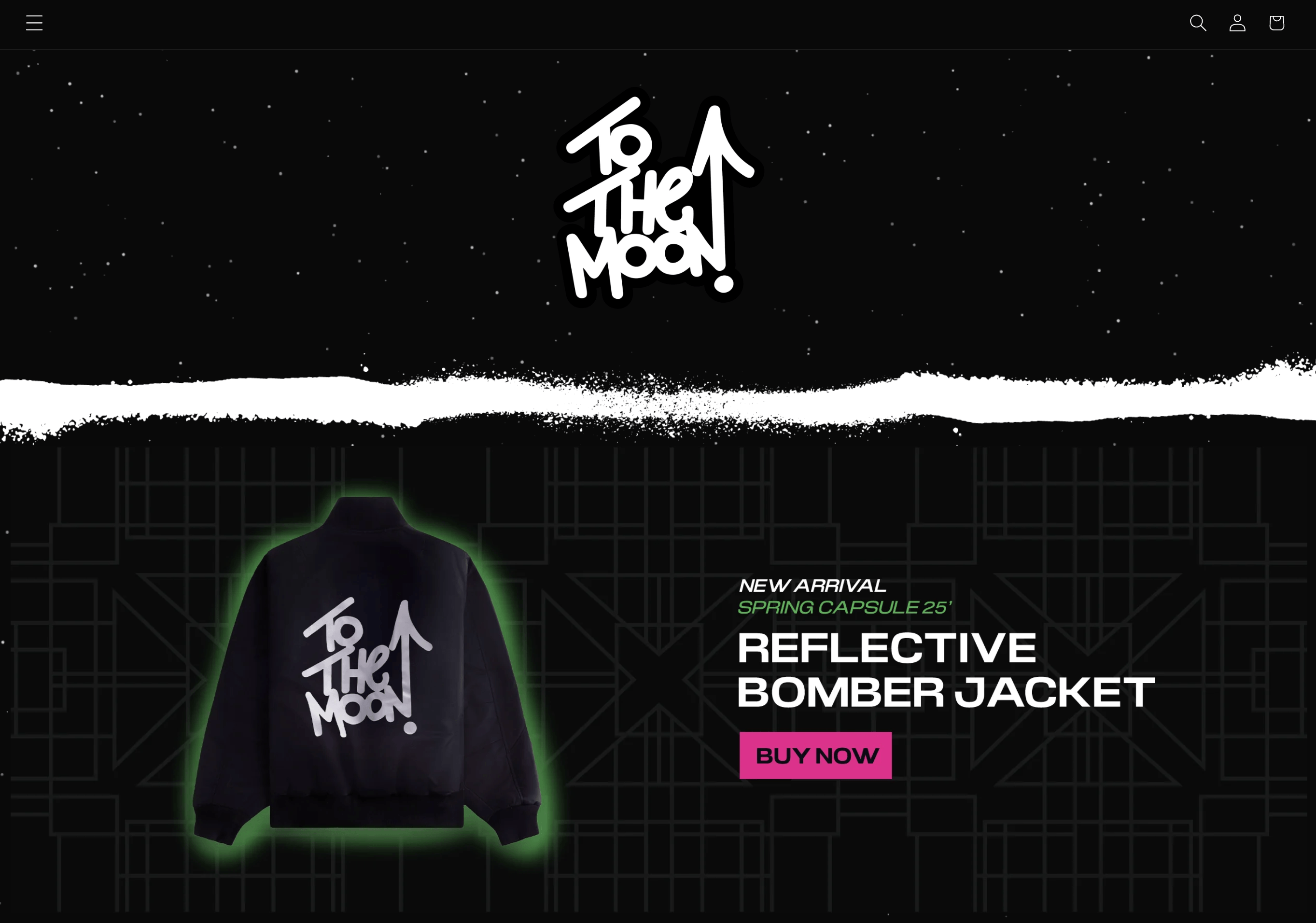 To The Moon homepage featuring animated starfield background