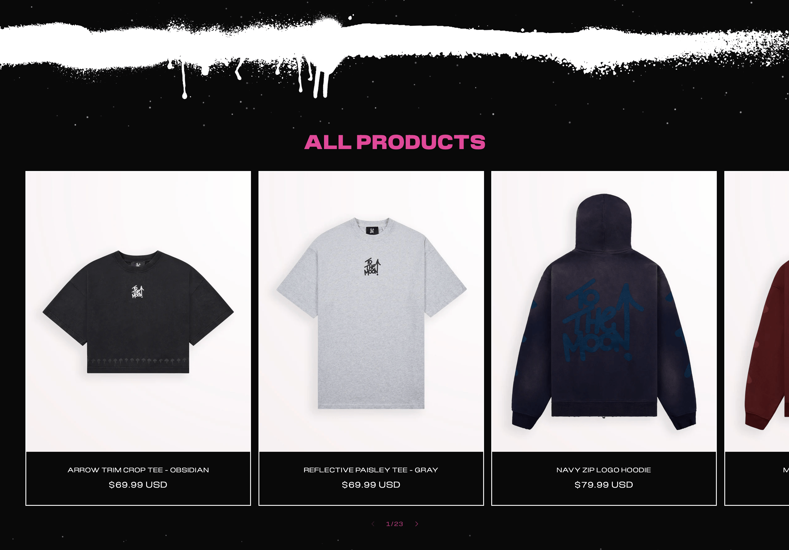 Individual product page with custom design elements